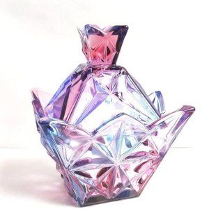 Free People 7oz Crystal Clear Glass Royal Embossed Apothecary Jar With Lids